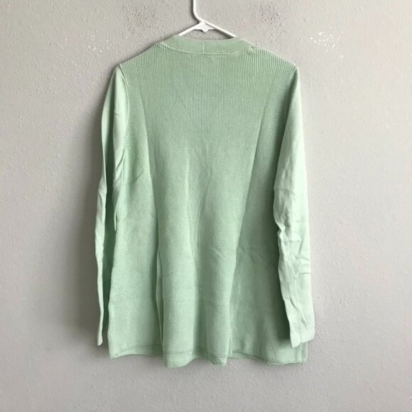 Isaac Mizrahi Live! V-Neck Shaker Stitch Swing Sweater - Aloe (Sz M) a473224 - Picture 3 of 4